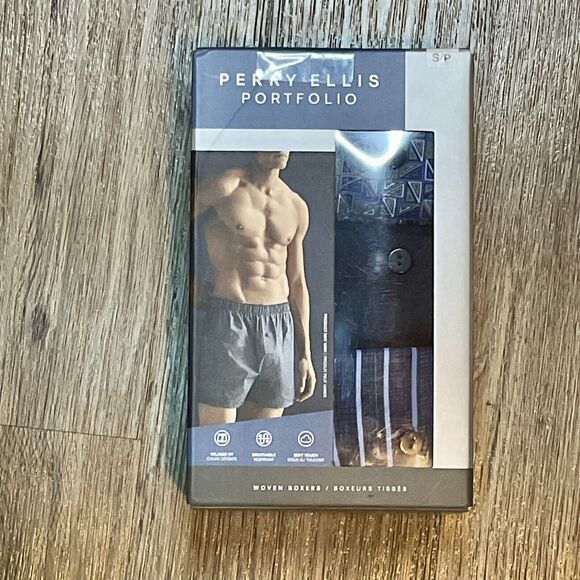 PERRY ELLIS Size‎ Small 3 Pack Woven Boxer Shorts Cotton Blend Assorted Colors - Picture 1 of 2